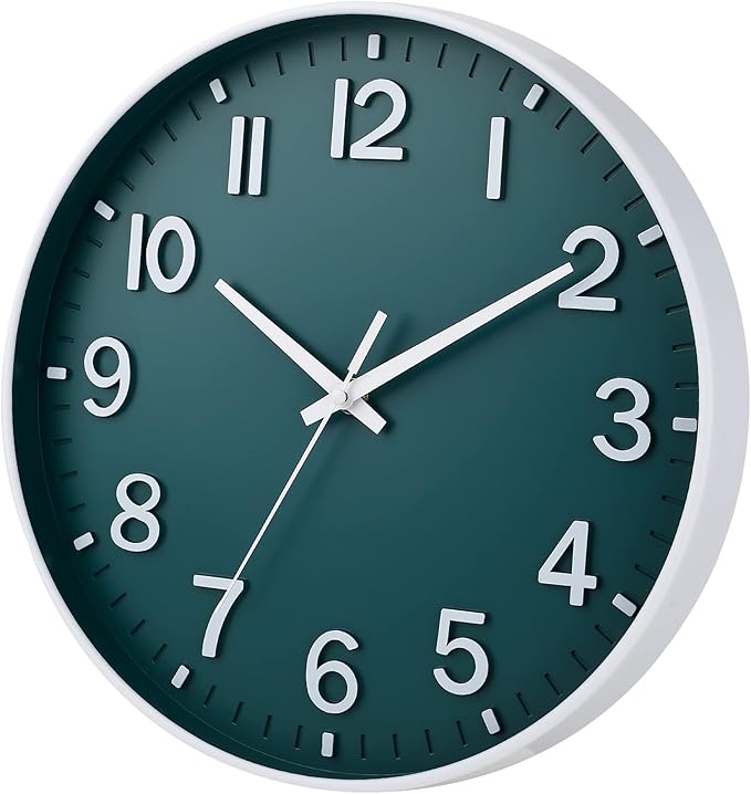 HZDHCLH Green Wall Clocks Battery Operated, 12 inch Silent Non Ticking Modern - Image 3
