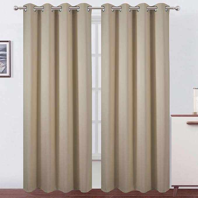 LEMOMO Blackout Curtains 52 x 120 Inch Long Beige Curtains Set of 2 Panels Room by Lemomo