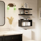RICHER HOUSE Black Floating Shelves Set of 3, Modern Bathroom Shelves Wall - Image 3