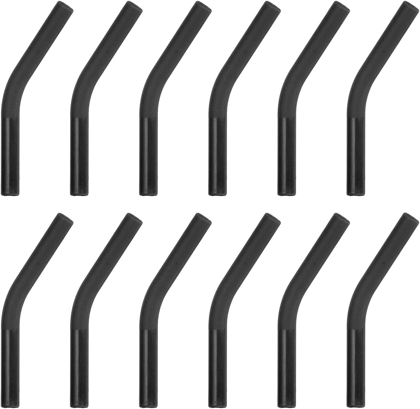 uxcell 12Pcs Silicone Straw Tips, Silicone Straw Elbows Tip, Soft Reusable Metal Straw Covers Fit for 6mm/0.24" OD Stainless Steel Straws, Black