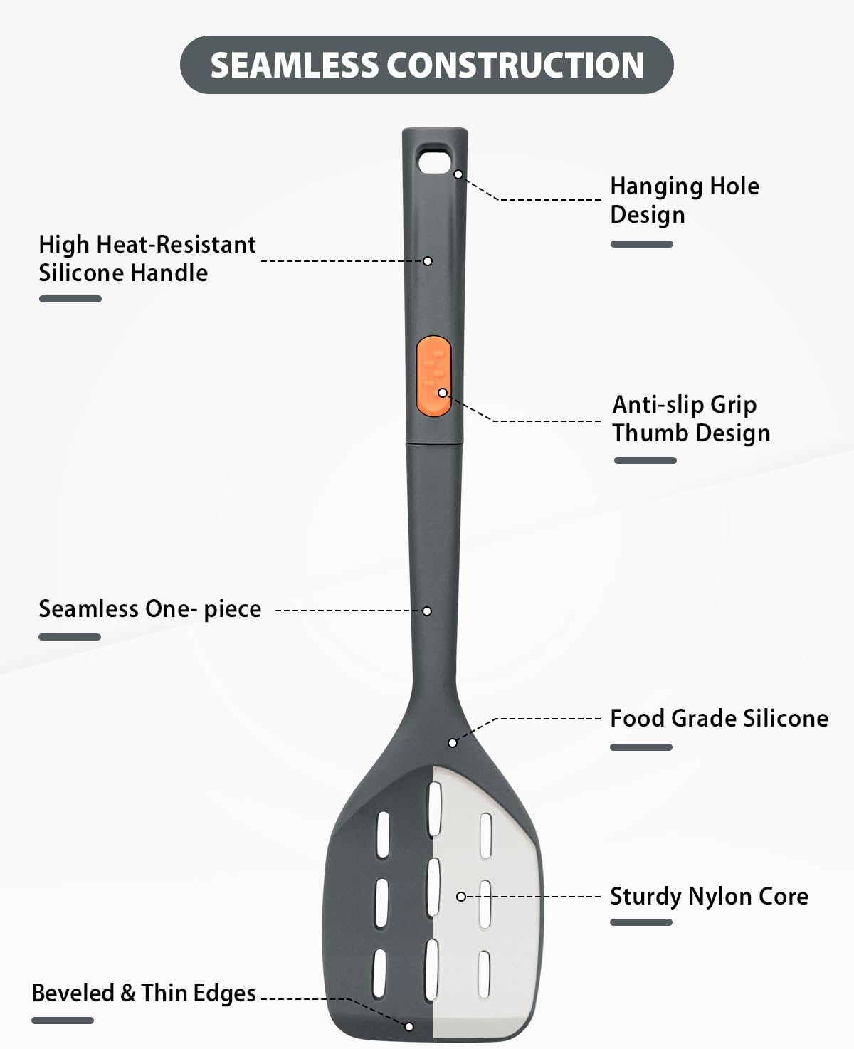 Silicone Spatulas and Spaghetti Spoons, 4 Pack Heat Resistant Full Silicone Cooking Utensils Set, Non Stick Large Kitchen Spatula Spoons for Cooking, Mixing, Serving, Draining