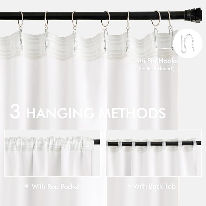 MIULEE Pure White Back Tab Blackout Curtains 90 Inches Long 2 Panels Set - Image 3