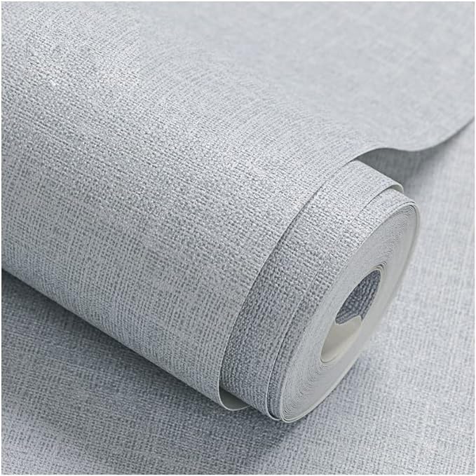 Fabric Peel and Stick Wallpaper Gray Faux Grasscloth Wallpaper Self-Adhesive by HellKitWallpaper