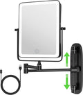 Wall Mounted Lighted Makeup Mirror, Rectangle Double Sided 1X/10X Magnifying by Qimh