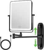 Wall Mounted Lighted Makeup Mirror, Rectangle Double Sided 1X/10X Magnifying by Qimh