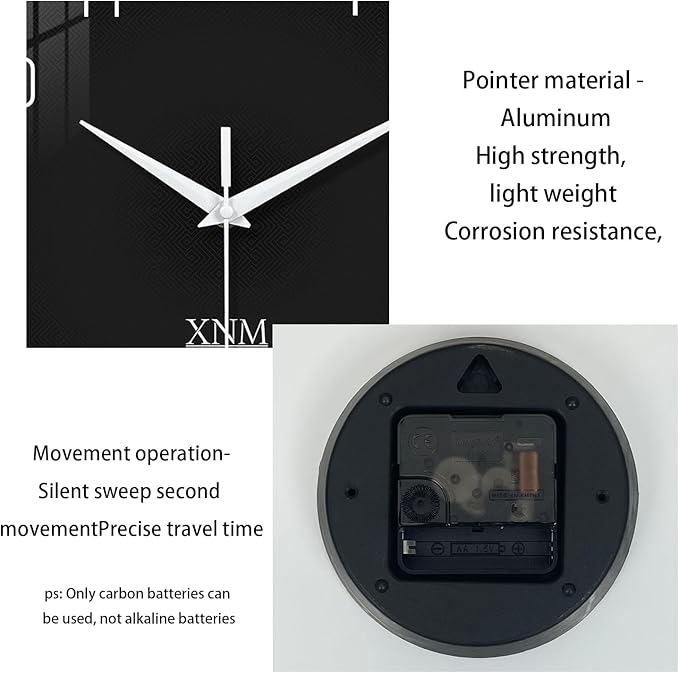 XNM Minimalist Wall Clocks Battery Operated 16 Inches Or Larger Black Wall Clock - Image 9