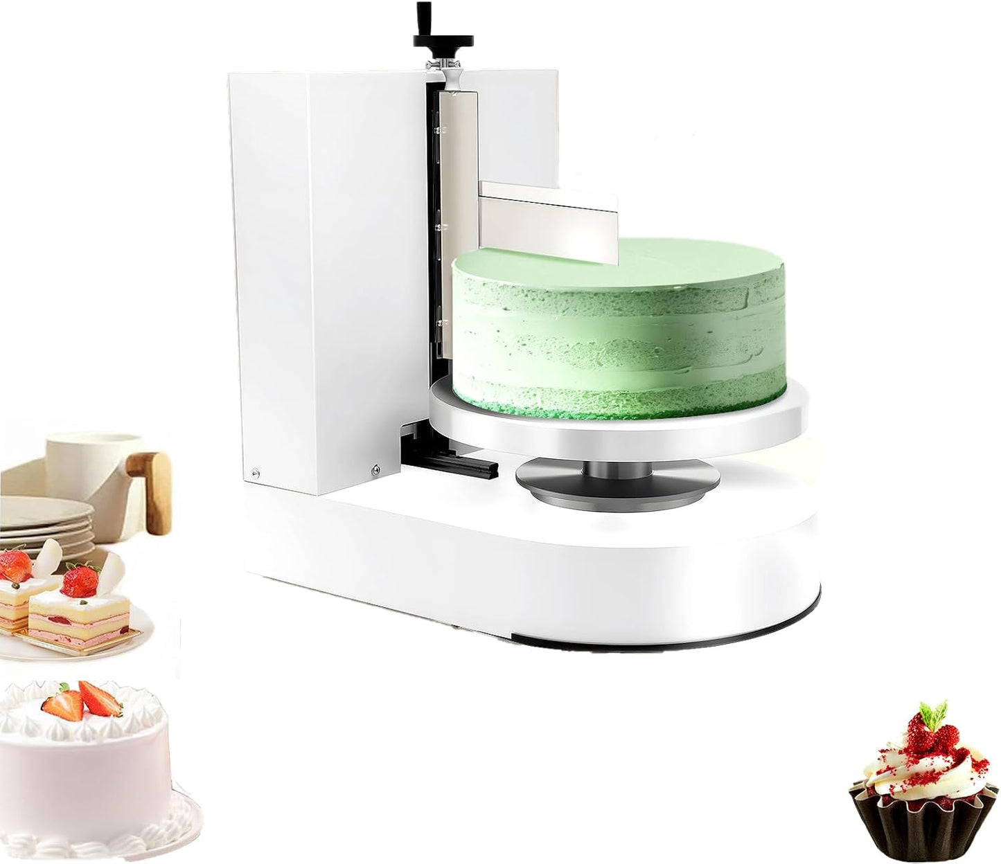 Cake Decorating Machine, Electric Birthday Cake Cream Smooth Coating Decoration Machine, Cake Smoother Icing Machine,Cake Cream Spatula Machine for 4-12inch Cake (White)