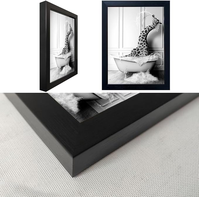 Bathroom Pictures Wall Decor Black and White Wall Art Funny Animal Canvas Print - Image 3