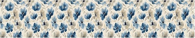 Blue Floral Wall Border 196x4 Inch Peel and Stick Vintage Flower Wallpaper - Image 8
