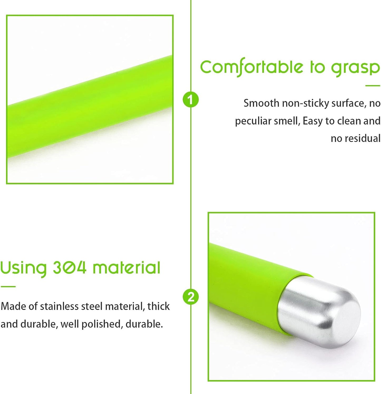 Rolling Pin Dough Roller for Baking with Thickened Non Stick Silicone Metal Handle Rolling Pin Stainless steel Fondant Roller Pin Cookie Pastry Kitchen Accessories 13.8 X 1.5 Inches