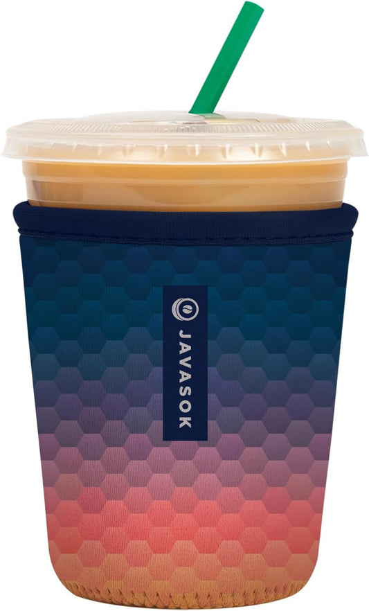 Sok It JavaSok Iced Coffee & Cold Soda Insulated Neoprene Cup Sleeve (Hexagon Sunset, Small: 16-20oz)