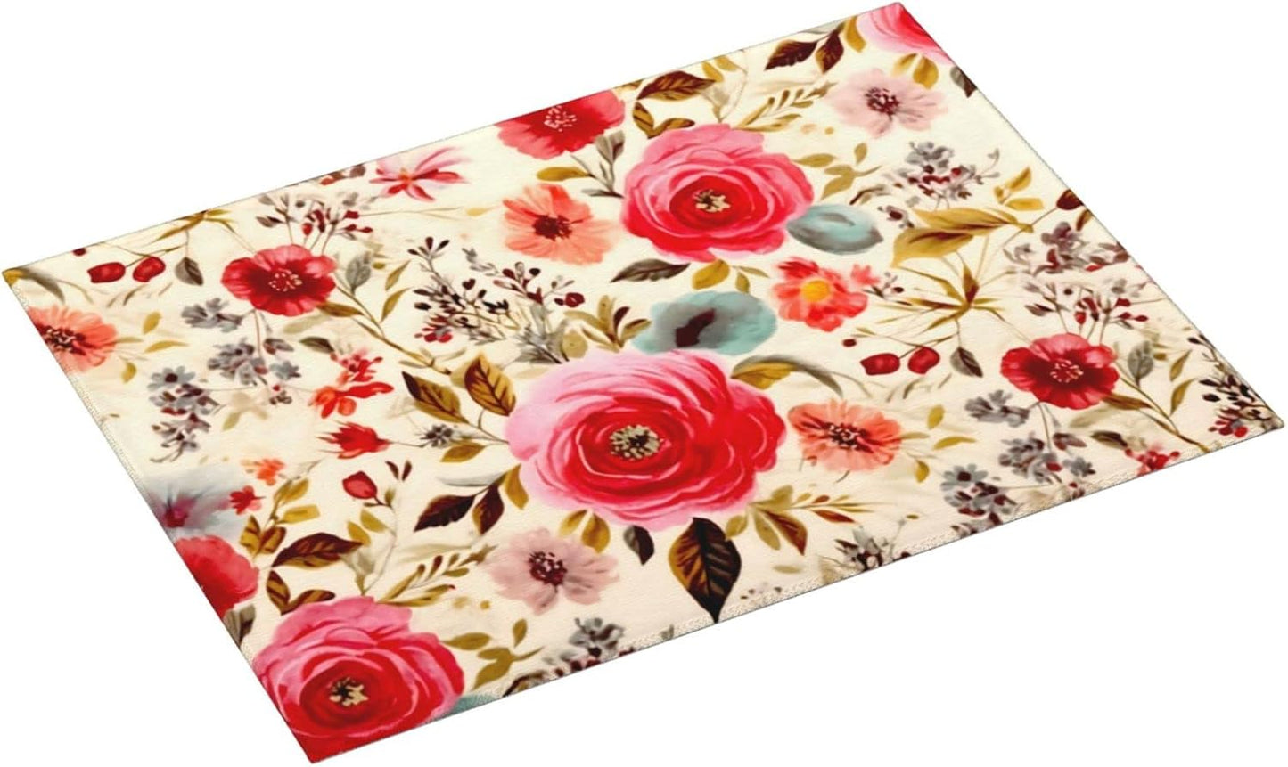 Large Dish Drying Mats For Kitchen Counter Microfiber Kitchen Drying Mat XL Draining Pad Absorbent Quick Drying Dish Mat 18x24 Inch - Floral Boho Flowers