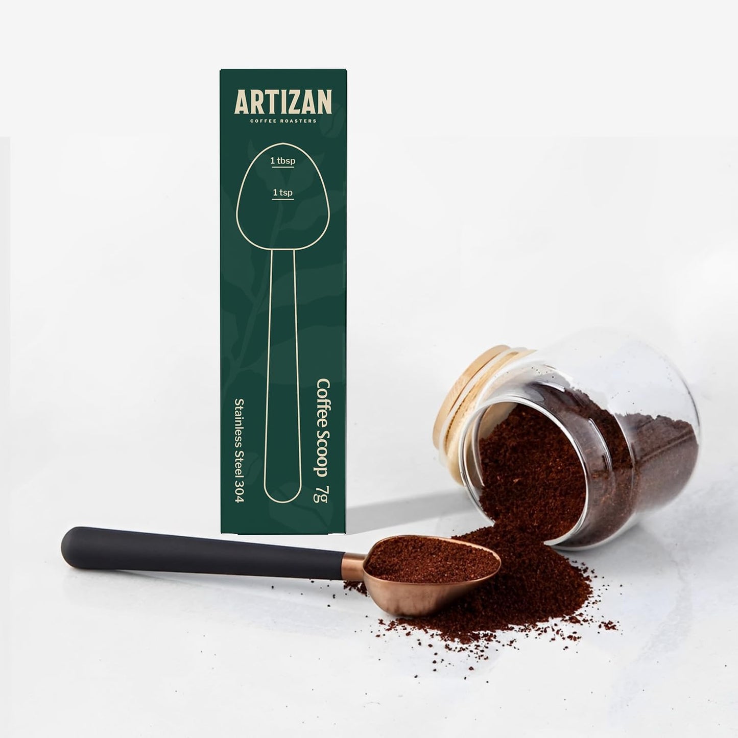 Artizan Coffee Roaster Long Handle Stainless Steel Copper Spoon - Scoop for Measuring Coffee, Tea & More 7G