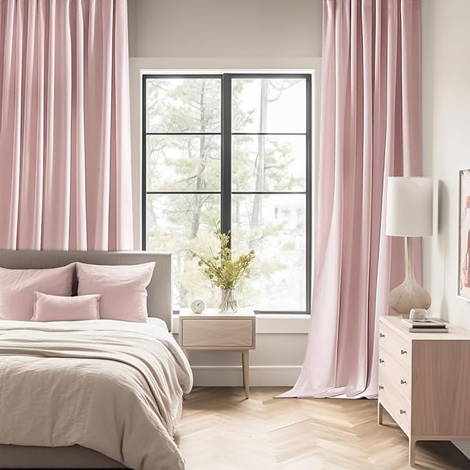 MIULEE Baby Pink Back Tab Blackout Curtains 72 Inch Length 2 Panels Set - Image 2