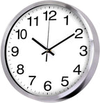 SIN&MI Wall Clock Metal Frame Glass Cover Non-Ticking Number Quartz Wall Clock by SINMI