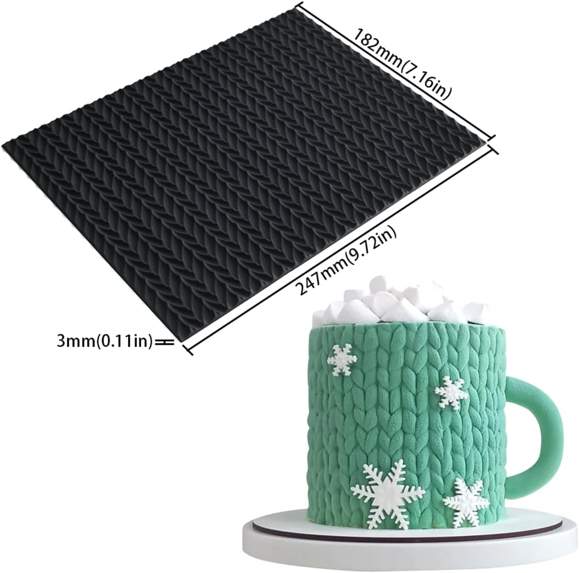 mostsom Silicone Lace Cake Molds Reusable Fondant Embossing Mats for Cake Decorating, Sweater Pattern, Cupcakes, Cookies, Chocolate - Food-Grade Non-Stick Baking Tools (C_ Sweater Pattern)
