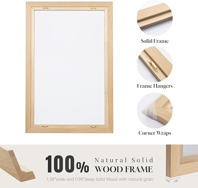 Large Framed Neutral Abstract Wall Art, 2 Piece Beige and Navy Blue Modern - Image 7