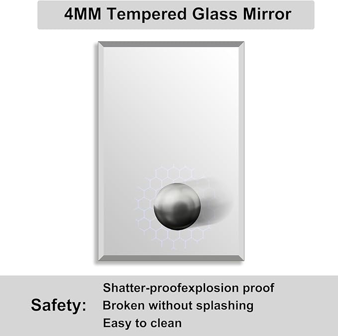 Beveled Bathroom Mirror for Wall, Rectangle Frameless Wall Mirror 24" x 16" - Image 5