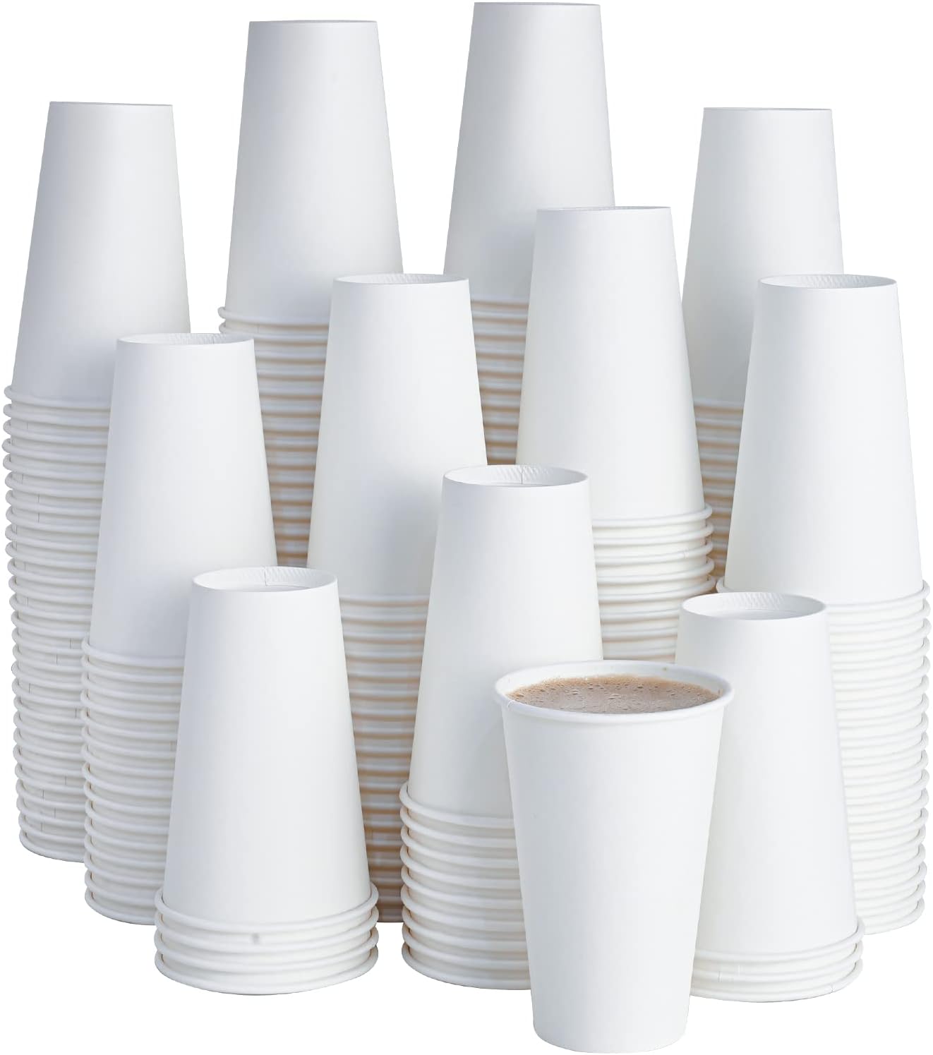 LITOPAK 210 Pack 16 oz Disposable Paper Coffee Cup, Hot/Cold Beverage Drinking Cups for Water, Paper Coffee Cups, White Hot Coffee Cups, Suitable for Party, Picnic, Travel, and Events