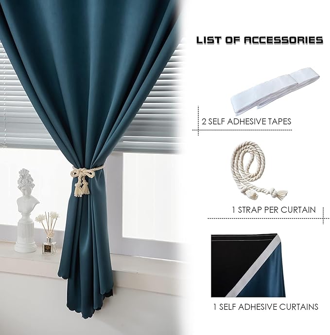 AJAZZ self Adhesive Portable 100% Blackout Curtains Simple and Easy to - Image 6