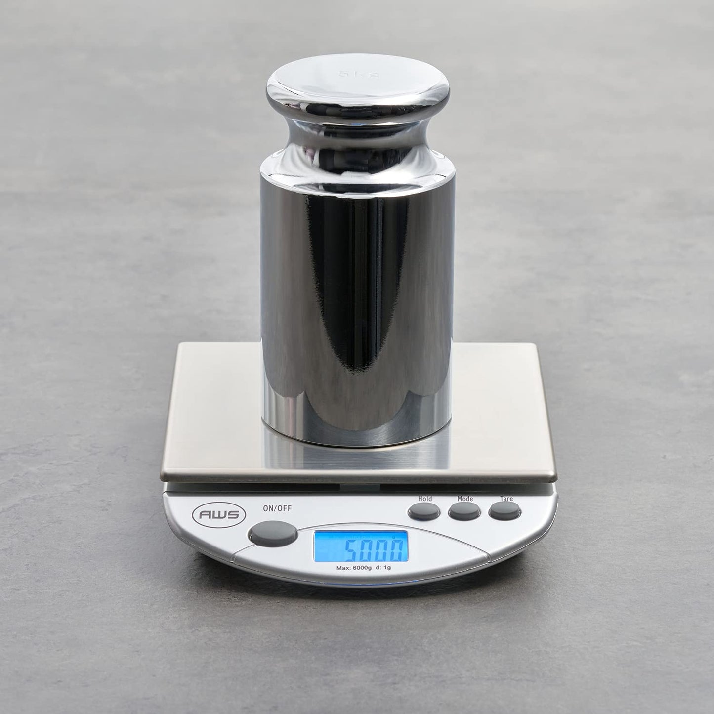 American Weigh Scales Calibration Weight for AWS Digital Scale, Carbon Steel, Chrome Plated, Chrome Finish, 5000g (5KGWGT)
