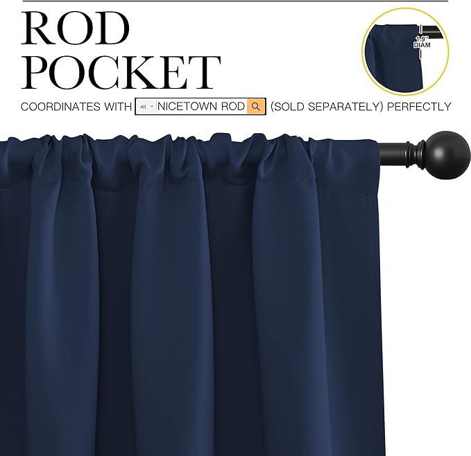 NICETOWN Navy Blue Blackout Curtains - Image 3
