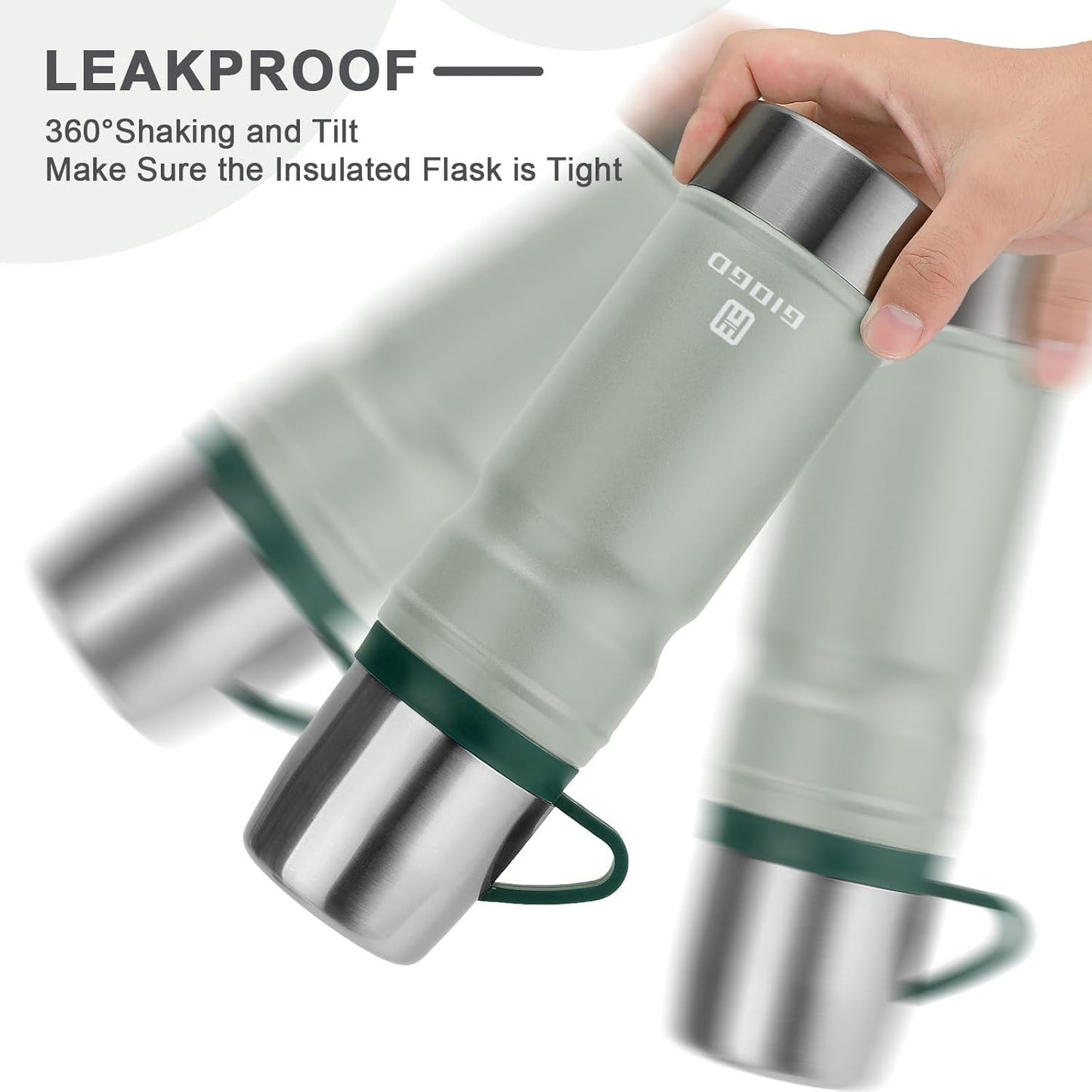 Vacuum Insulated Water Bottle Thermo Water Flask with Cup 680ml/23oz Stainless Steel Thermal Water Bottles Thermo for Hot and Cold Drinks Coffee Water(Light Gray,Single)