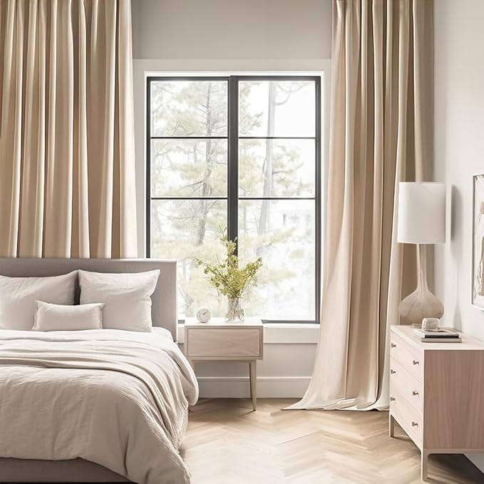 MIULEE Back Tab Beige Curtains 84 Inch Length 2 Panels Set - Image 2