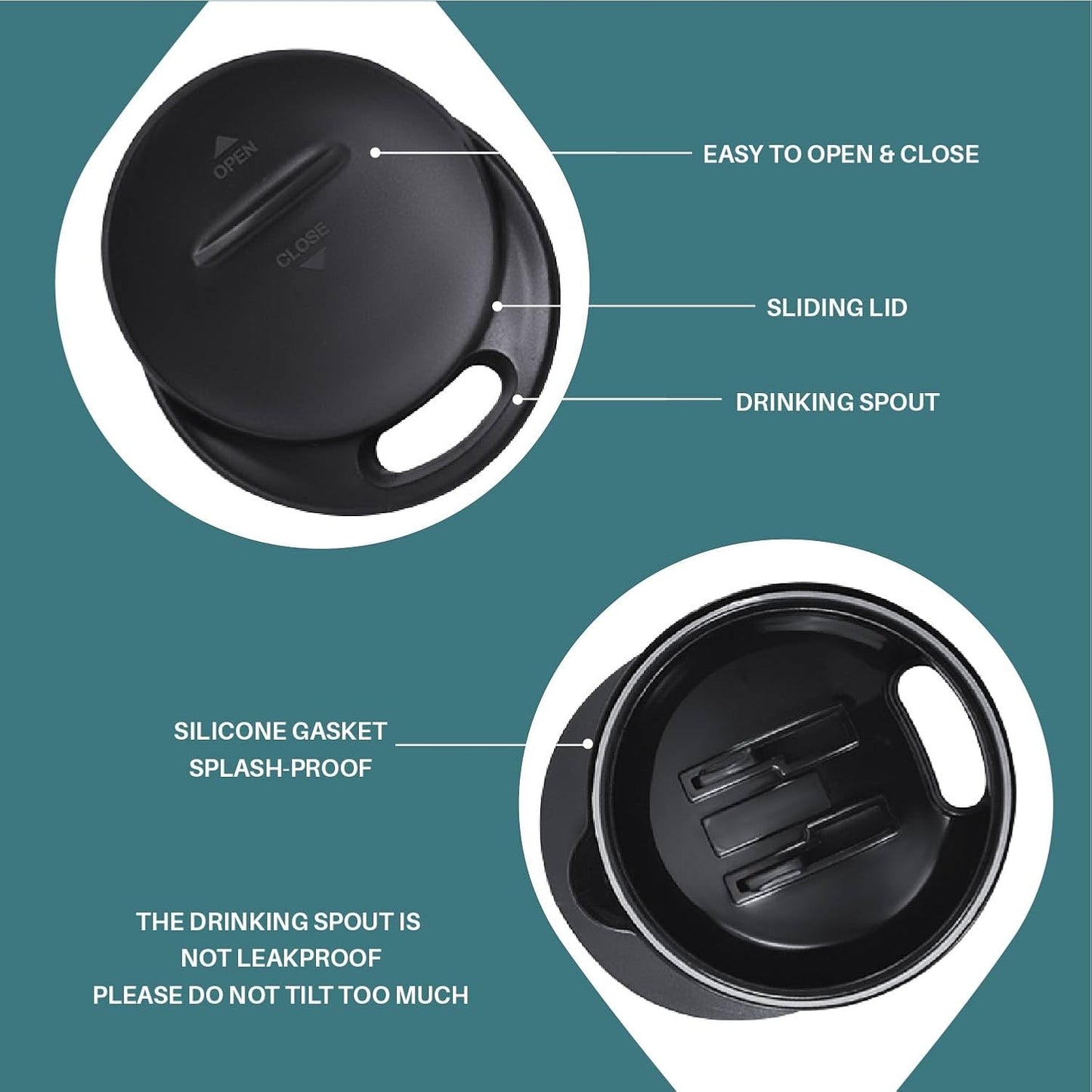 Ideus 16 oz (470 ml) Insulated Coffee Mug with Handle and Lid, Double Wall Stainless Steel Vacuum Thermal Coffee Mug, Travel Coffee Cup Thermal Cup for Home and Office, Leopard Green