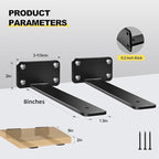 12 Pack - 8 inch Black Hidden L Shelf Bracket Iron Floating Shelf Brackets - Image 2