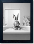 Kids Bathroom Decor, Funny Rabbit in Bathtub, Framed Farmhouse Picture Wall by Melpa+Art