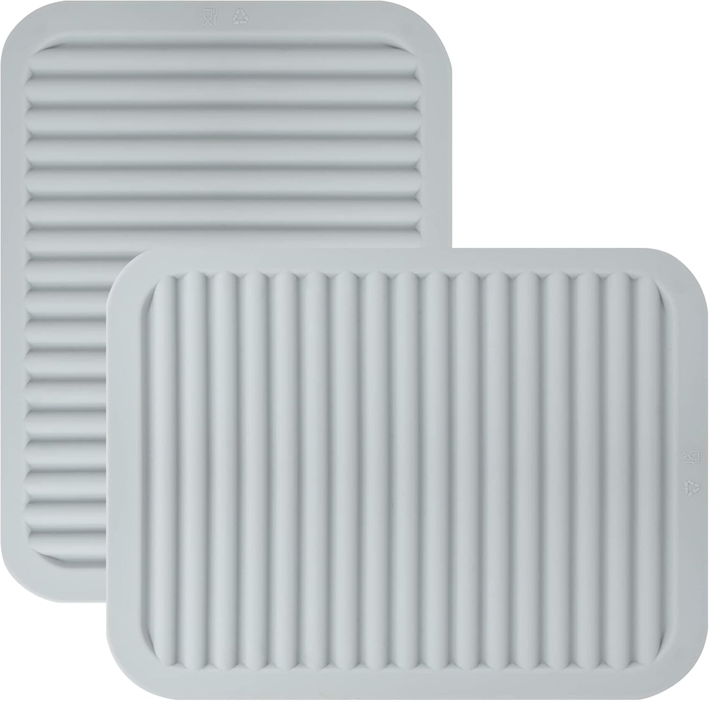 Trivets for Hot Dishes, Silicone Trivets for Hot Pots and Pans, Heat Resistant Hot Pads for Kitchen Counter, 2 Pcs Multi-Purpose & Versatile Trivet Mat (9"x12")(Light Grey)