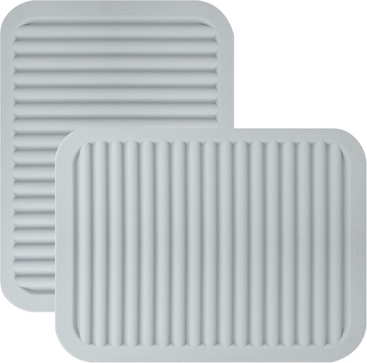Trivets for Hot Dishes, Silicone Trivets for Hot Pots and Pans, Heat Resistant Hot Pads for Kitchen Counter, 2 Pcs Multi-Purpose & Versatile Trivet Mat (9"x12")(Light Grey)