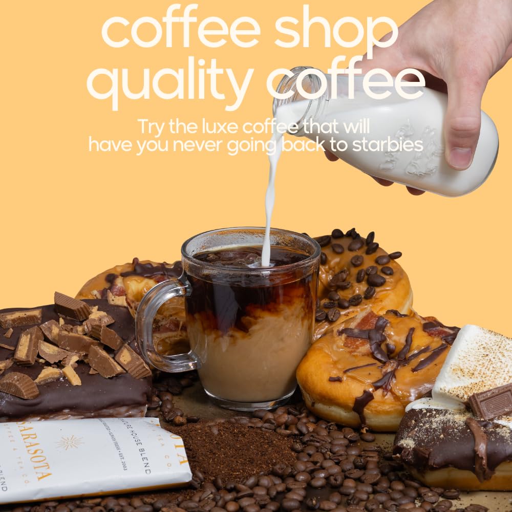 Sarasota Coffee Ground Packets | Gourmet Medium Roast Bulk Packs | Breakfast Blend | Low Acid Mold Free Individual Single Pot Pouches for 12 Cup Coffee Maker | 2 Ounce Bags, 36 Count