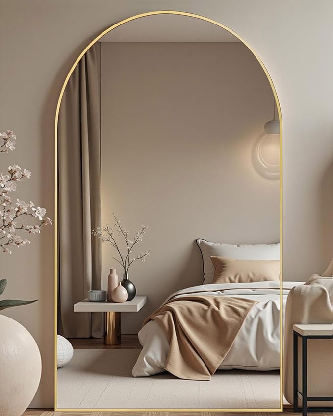 DMWOODFL 77x38 Inch Gold Arched Full Length Mirror by DMWOODFL