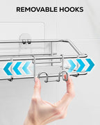 Nieifi Shower Caddy Shelf with Hooks Storage Rack Organizer Adhesive Stainless - Image 6