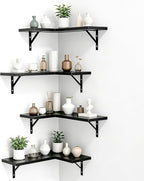NATURE'S SOURCE Corner Floating Shelves Set of 4, Corner Shelves Wall Mounted by NATURESSOURCE