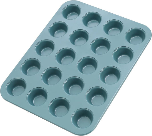 CHEFMADE Mini Muffin Pan, 20 Cups Non-Stick Tiny Cupcake Pan Bakeware for Oven Baking (Green)