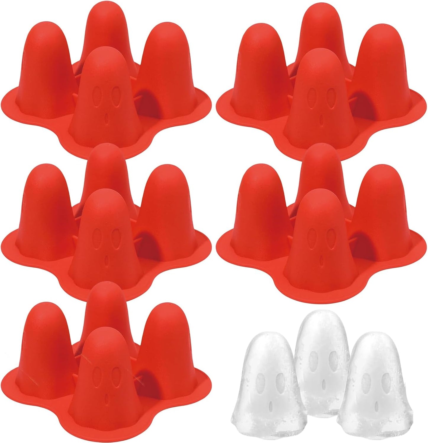 Halloween Ice Cube Molds,5PCS Ghost Silicone Molds for Chocolate, Candy, Jelly,Cake Topper Halloween Party Ice Cube Tray