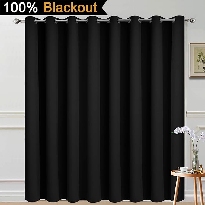 Yakamok 100% Blackout Thermal Insulated Sliding Door Curtains, Noise Reducing - Image 2