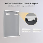 LOAAO 38x38 Inch White Metal Framed Bathroom Mirror - Image 6