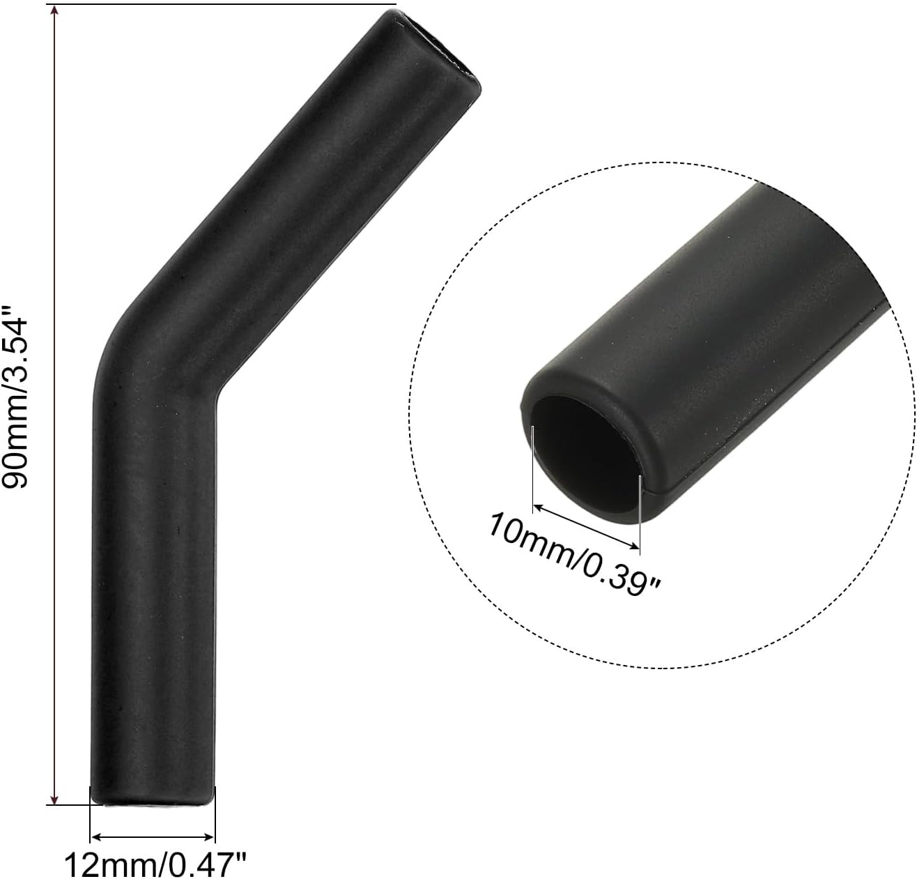 uxcell 4Pcs Silicone Straw Tips, Silicone Straw Elbows Tip, Soft Reusable Metal Straw Covers Fit for 10mm/0.39" OD Stainless Steel Straws, Black