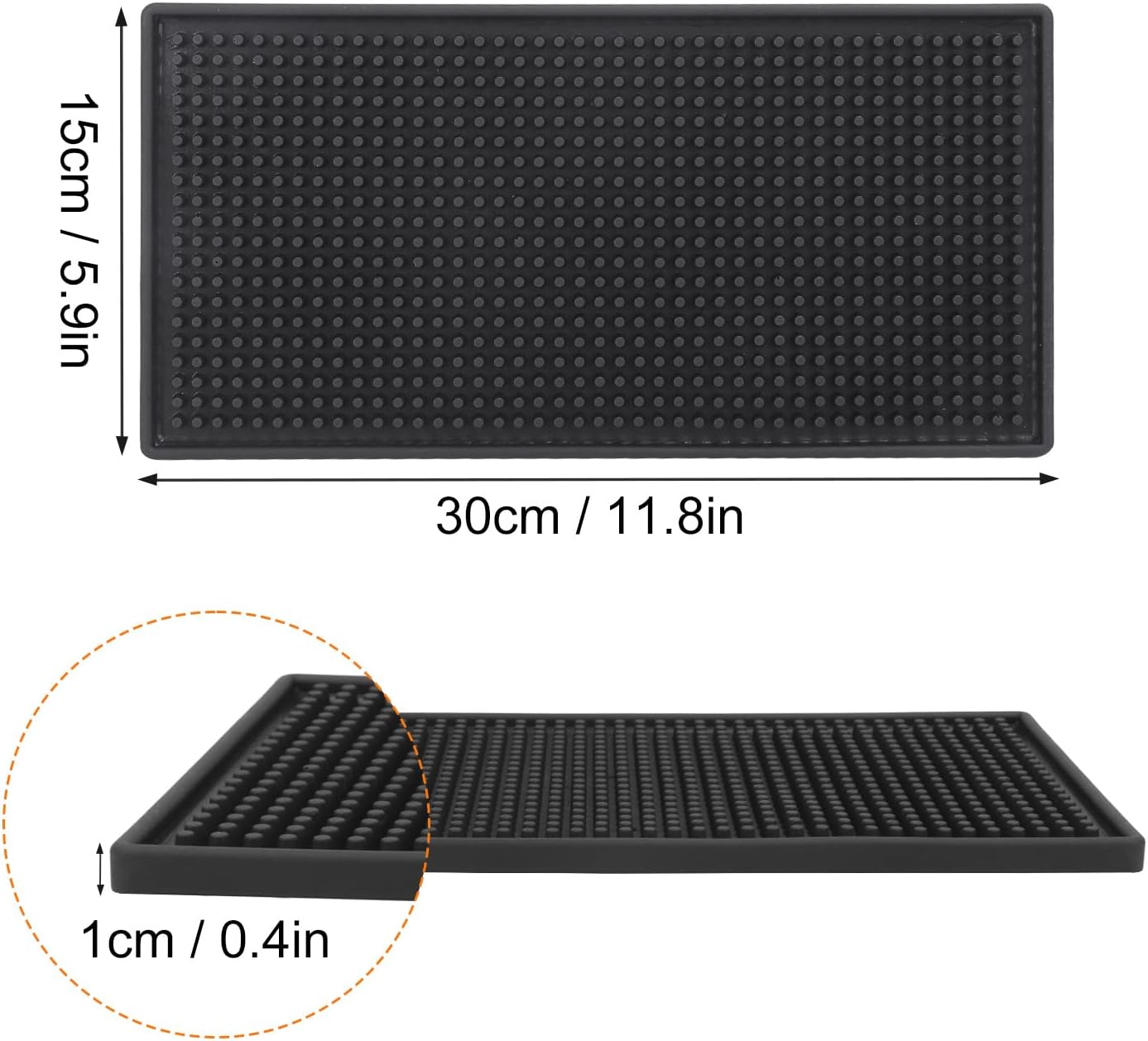 12 Pack Rubber Bar Mats, 12" x 6" Black Bar Service Mat, Spill Mat for Countertop, Bartending, Rubber Bar Mats, Efficient and Stylish Solution for Every Bartending Need,by KUKLIPJIM