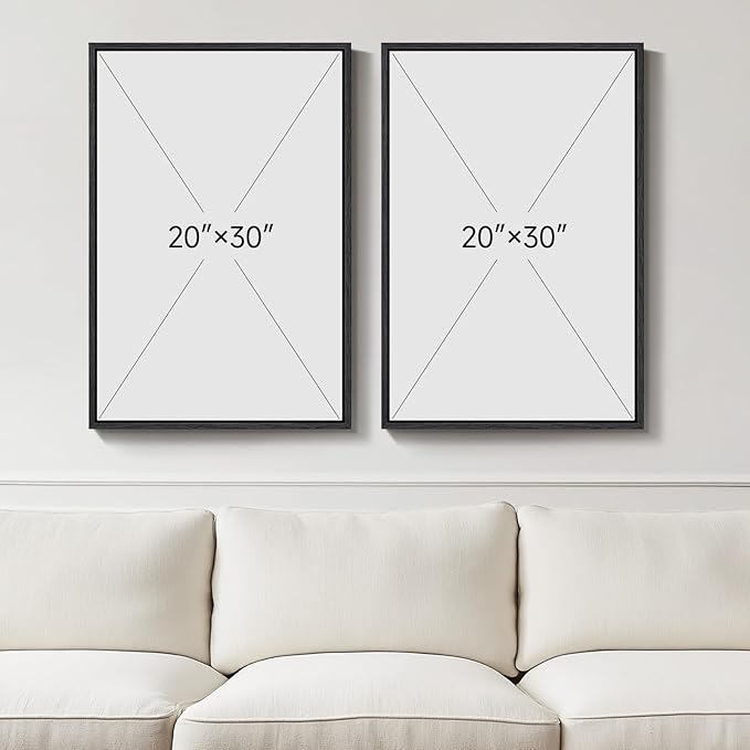Large Framed Black and White Abstract Wall Art, Abstract Mountain and Moon - Image 3