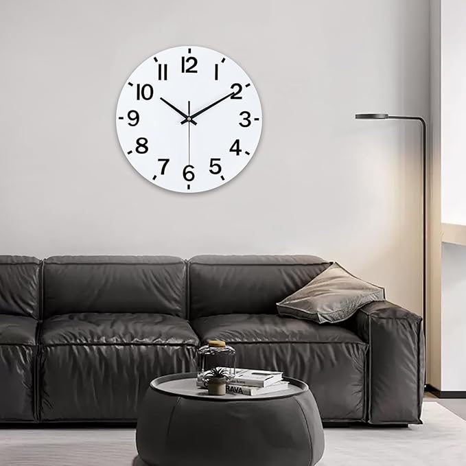 HZDHCLH Wall Clock 10 Inch Silent Non Ticking Wood Battery Operated White - Image 8