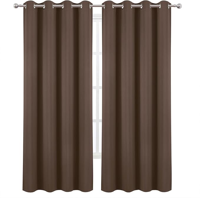 LEMOMO Blackout Curtains 52 x 90 Inch Long Chocolate Curtains Set of 2 Panels - Image 2