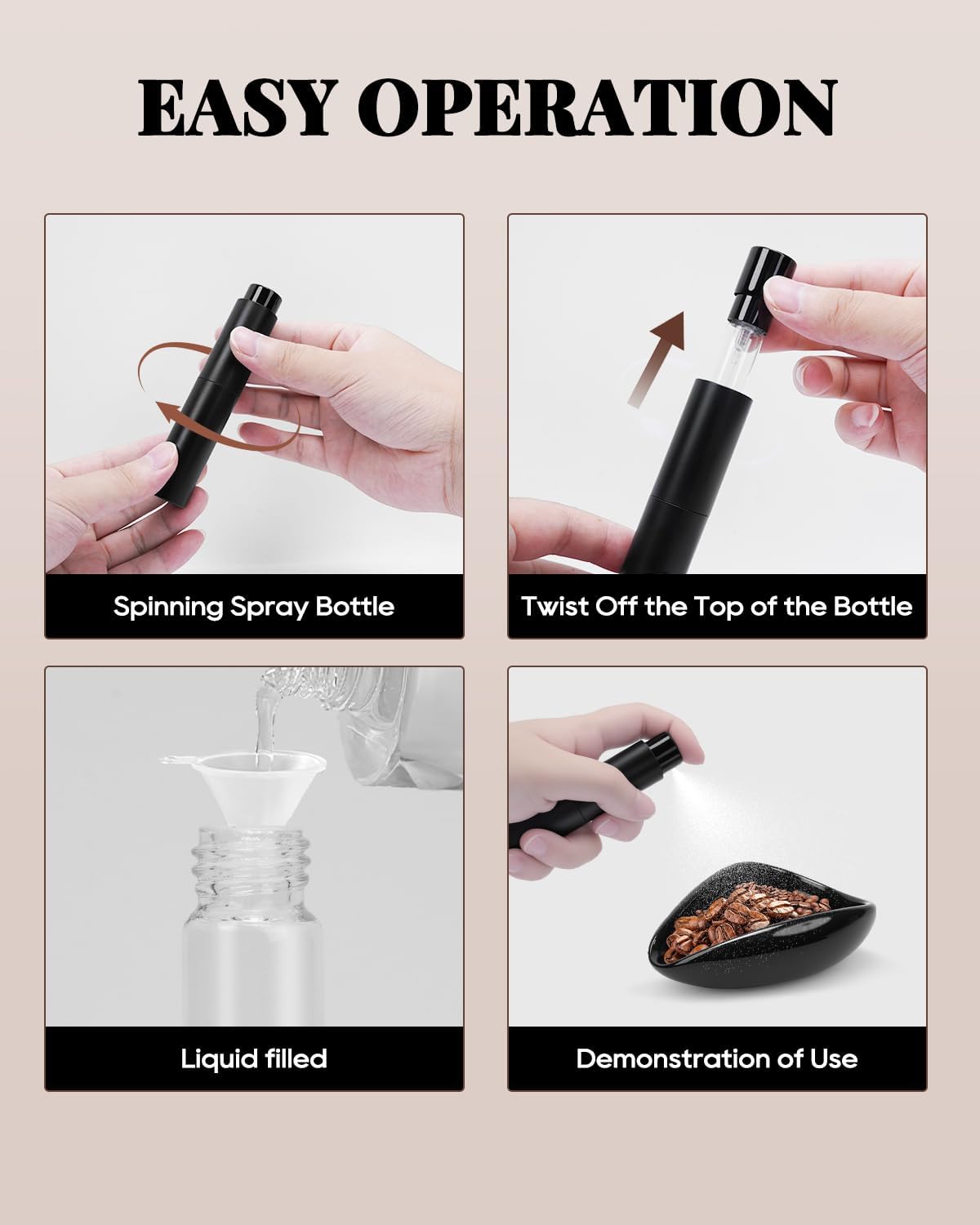 Ceramic Espresso Dosing Cup & 10ml Aluminum Glass Coffee Spray Bottle, Coffee Dosing Cup Precision RDT Kit for Baristas & Home Brewing, Black