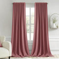 MIULEE Dusty Rose Back Tab Blackout Curtains 120 Inch Long 2 Panels Set by MIULEE