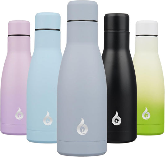 BJPKPK Insulated Water Bottle 12oz Small Stainless Steel Water Bottles Reusable Metal Thermos Keep Cold and Hot,Mist Grey