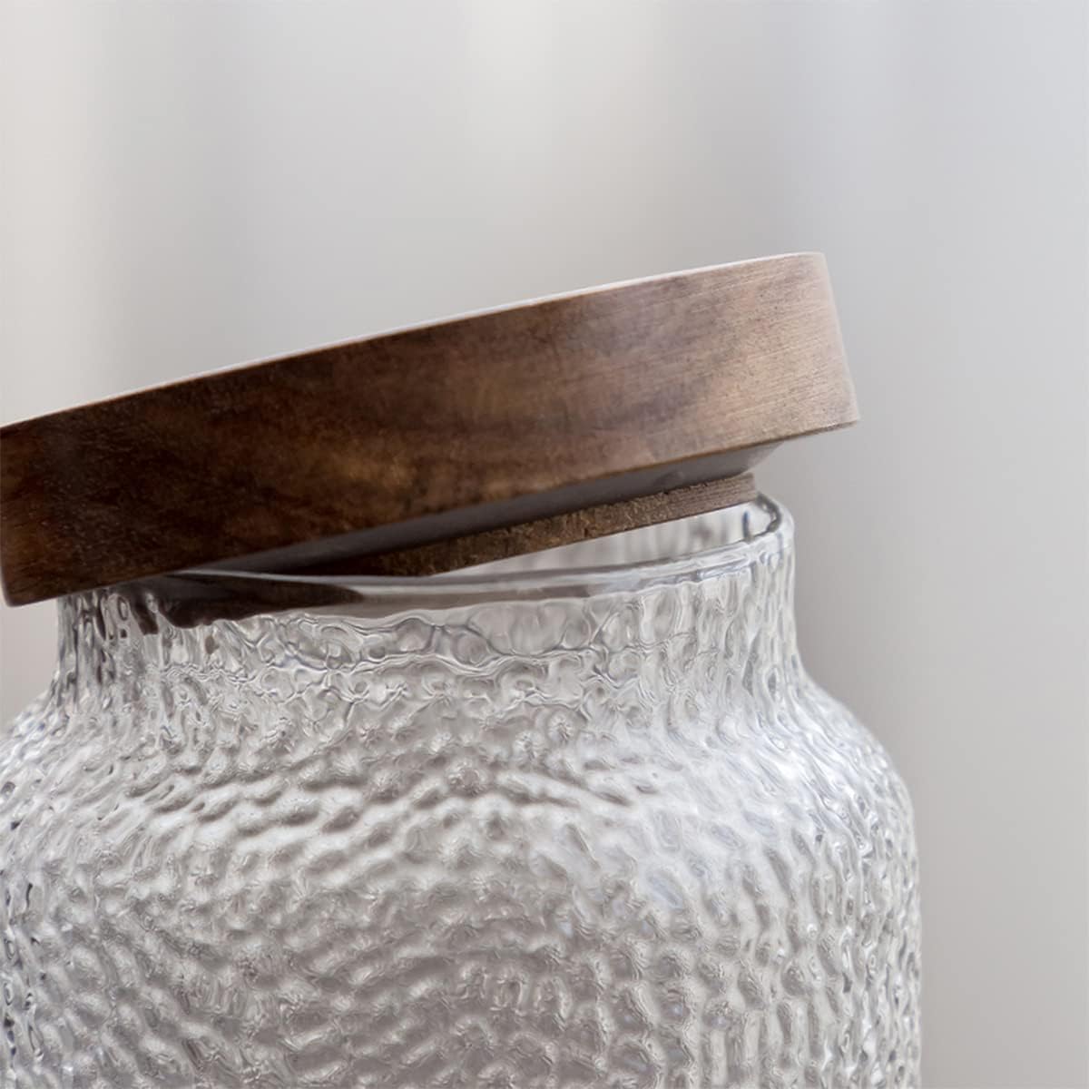 Glass Storage Jar, Food Storage Container with Airtight Bamboo Wooden Lid, Kitchen Canisters For Tea,Coffee Bean, Sugar, Candy, Cookie, Spice (1500ml, 51 Ounce)